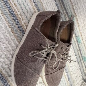 Toms Women's Canvas Lace-Up Flats - Taupe Brown